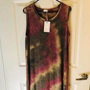 NWT 12PM Tie dye pink, grey, and beige maxi dress!